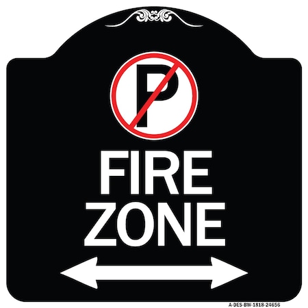 Signmission No Parking and Arrow Pointing Left and Right Heavy-Gauge Aluminum Sign, 18" x 18", BW-1818-24656 A-DES-BW-1818-24656